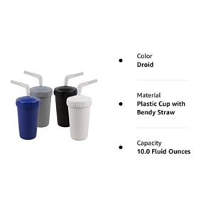 Re-Play Made in USA 10 Oz. Straw Cups for Toddlers, Pack of 4 - Reusable Kids Cups with Straws and Lids, Dishwasher/Microwave Safe - Toddler Cups with Straws 3.13" x 5.5", Droid