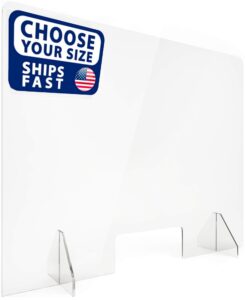 signhero sneeze guard | large, sturdy ¼” acrylic plexiglass shield | usa-made, fast shipping, 30 second setup | plexiglass barrier for counter, reception, school, office (multiple sizes)