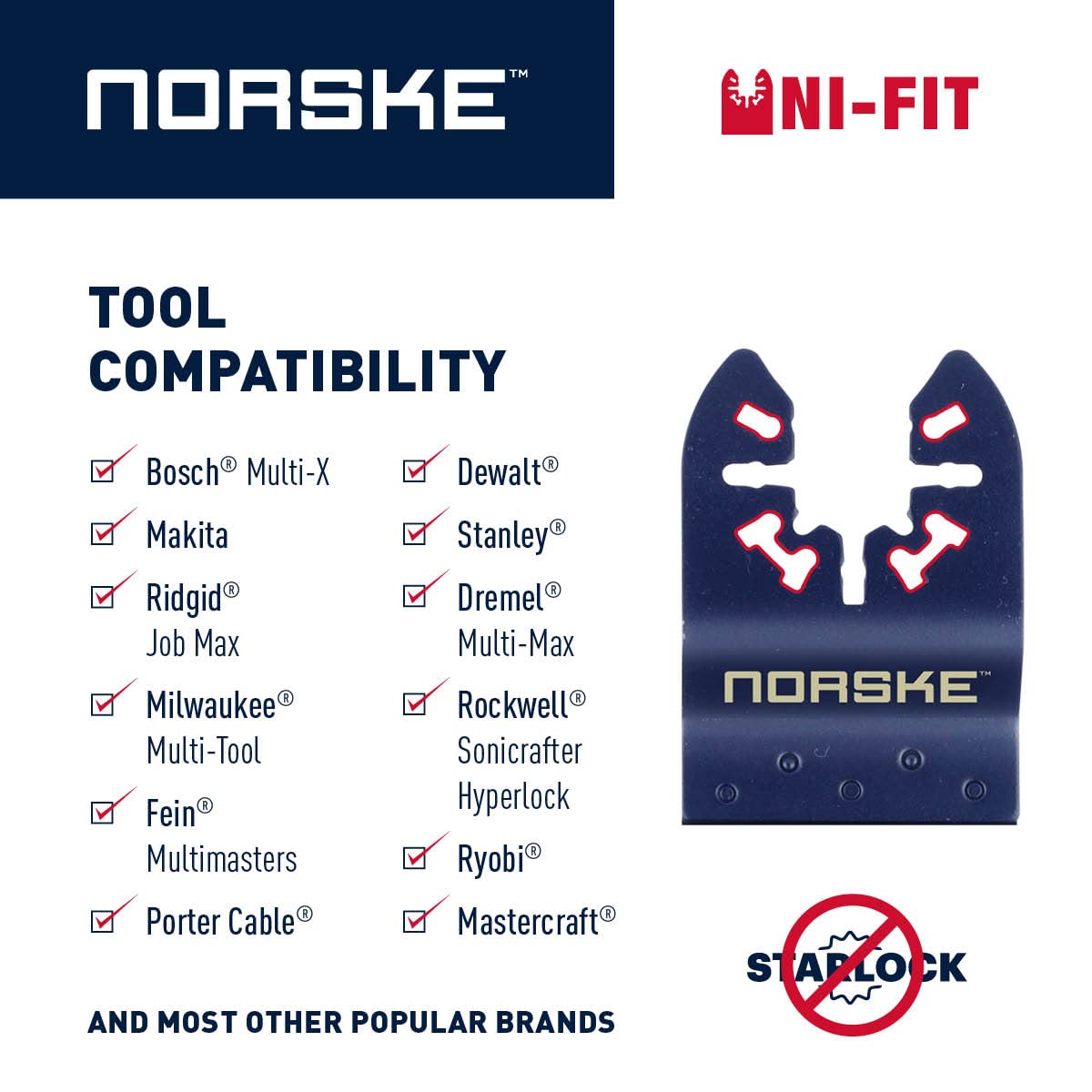 Norske Tools NOTP237 Oscillating Multi Tool Accessory Blade Universal Fit 3-in-1 Rigid Scraper & Knives