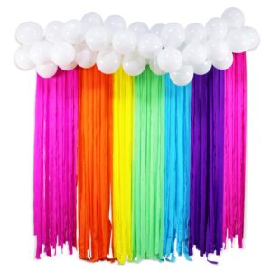 rainbow party backdrop with balloon garland, rainbow cloud birthday photo backdrops props booth rainbow balloon arch kit for kids rainbow birthday decorations baby shower photography