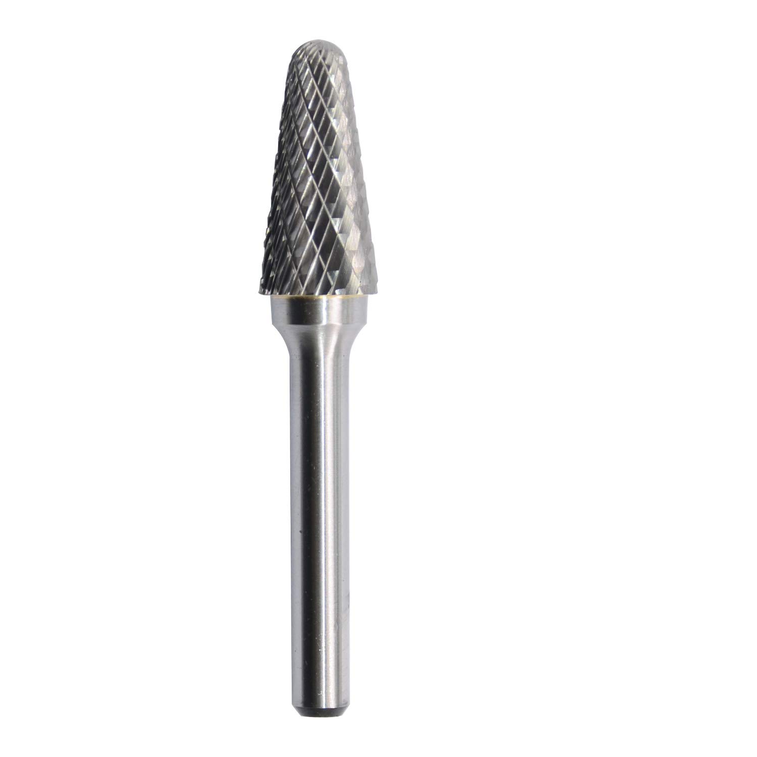 SL-4 Tungsten Carbide Burr Rotary File Taper Shape with Radius End Double Cut with 1/4"Shank for Die Grinder Drill Bit