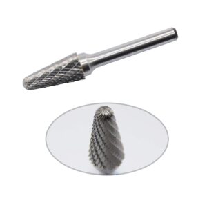 SL-4 Tungsten Carbide Burr Rotary File Taper Shape with Radius End Double Cut with 1/4"Shank for Die Grinder Drill Bit