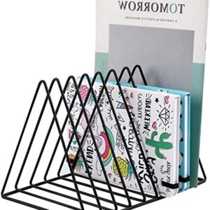 PENNGKE Magazine Holder,Newspapers Holder,Letters Storage,Desktop File Sorter Organizer Triangle Bookshelf Decor Home Office,Black