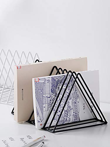 PENNGKE Magazine Holder,Newspapers Holder,Letters Storage,Desktop File Sorter Organizer Triangle Bookshelf Decor Home Office,Black