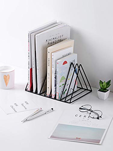 PENNGKE Magazine Holder,Newspapers Holder,Letters Storage,Desktop File Sorter Organizer Triangle Bookshelf Decor Home Office,Black