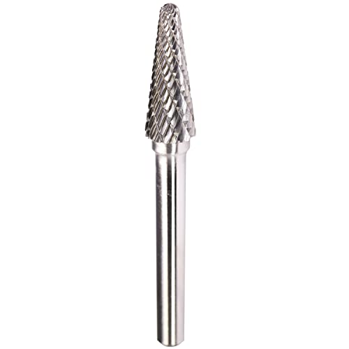 SL-3 Tungsten Carbide Burr Rotary File Taper Shape with Radius End Double Cut with 1/4"Shank for Die Grinder Drill Bit