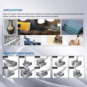 SL-3 Tungsten Carbide Burr Rotary File Taper Shape with Radius End Double Cut with 1/4"Shank for Die Grinder Drill Bit