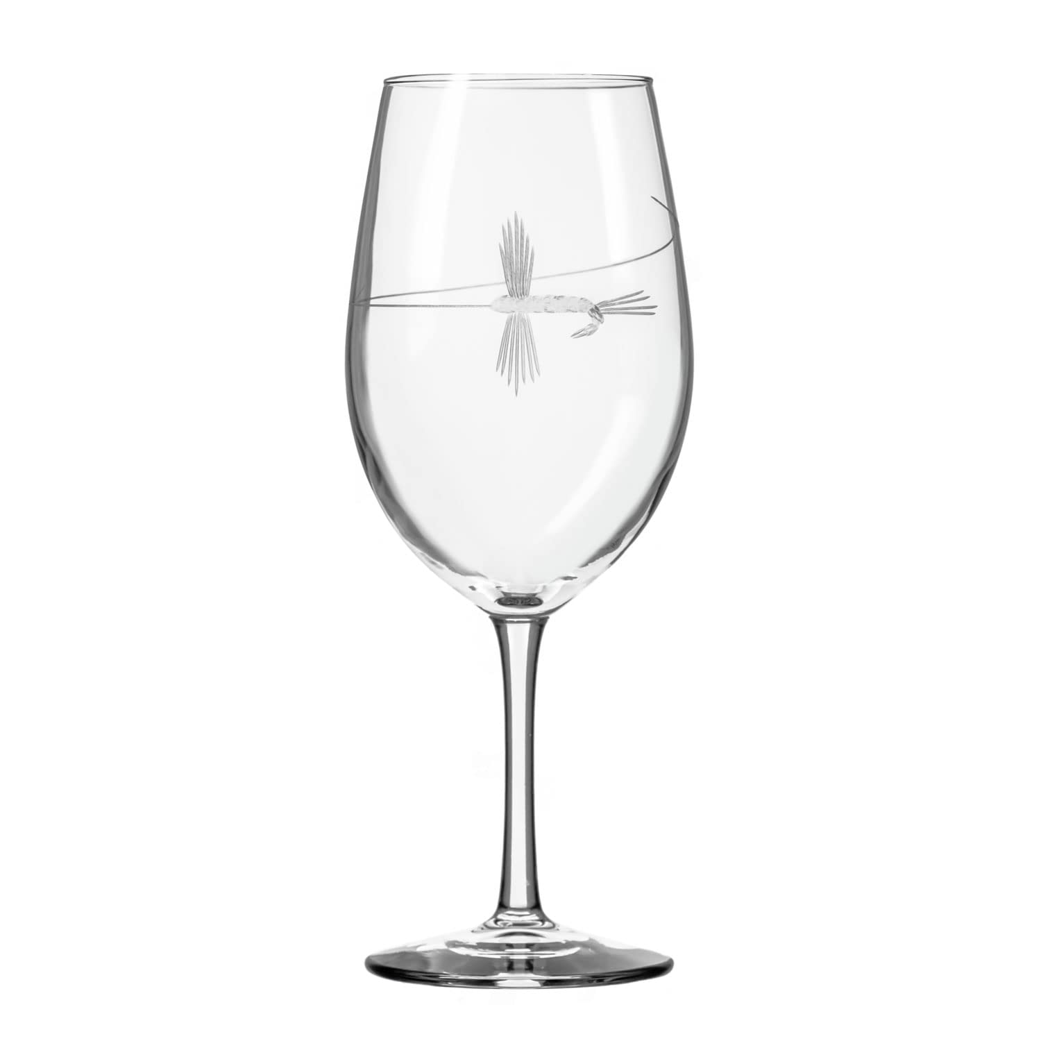 Rolf Glass | Fly Fishing All Purpose Wine Glass 18 Ounce | Set of 4 | Large Wine Glasses | Lead-Free Crystal Glass | Engraved All Purpose Wine Glasses | Made in the US | Outdoor Lifestyle