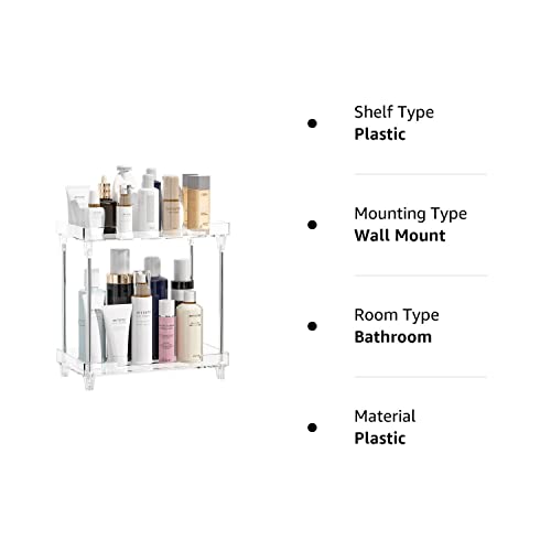 YIEZI Bathroom Organizer Countertop, 2-Tier Vanity Tray Corner Shelf for Makeup Cosmetic Perfume Skincare Bathroom Supplies and More, Multi-Functional Acrylic Organizer in Vanity Dresser Bathroom