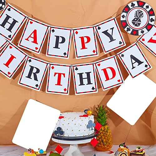 11 Pieces Casino Birthday Party Decorations Set, Includes Poker Happy Birthday Banner, 6 Casino Honeycomb, 4 Poker Card Hanging Swirls for Casino Poker Theme Birthday Party Supplies