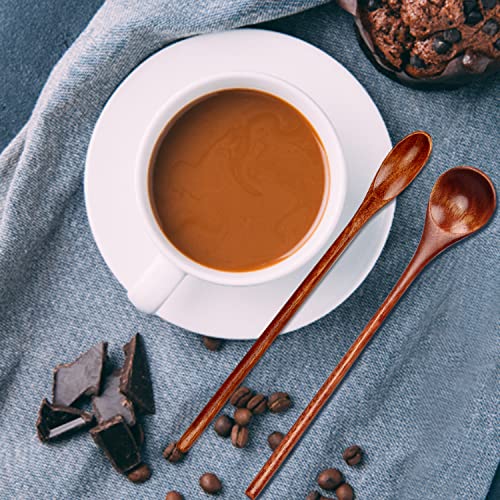 6 Pcs Small Wooden Spoons for Coffee Spoons Jars Tea Spoons Wood Teaspoons Tasting Spoon Teaspoon Mini Stirring Spoon Honey Spoons Tiny Mixing Spoon Dessert Table Stir Spoon