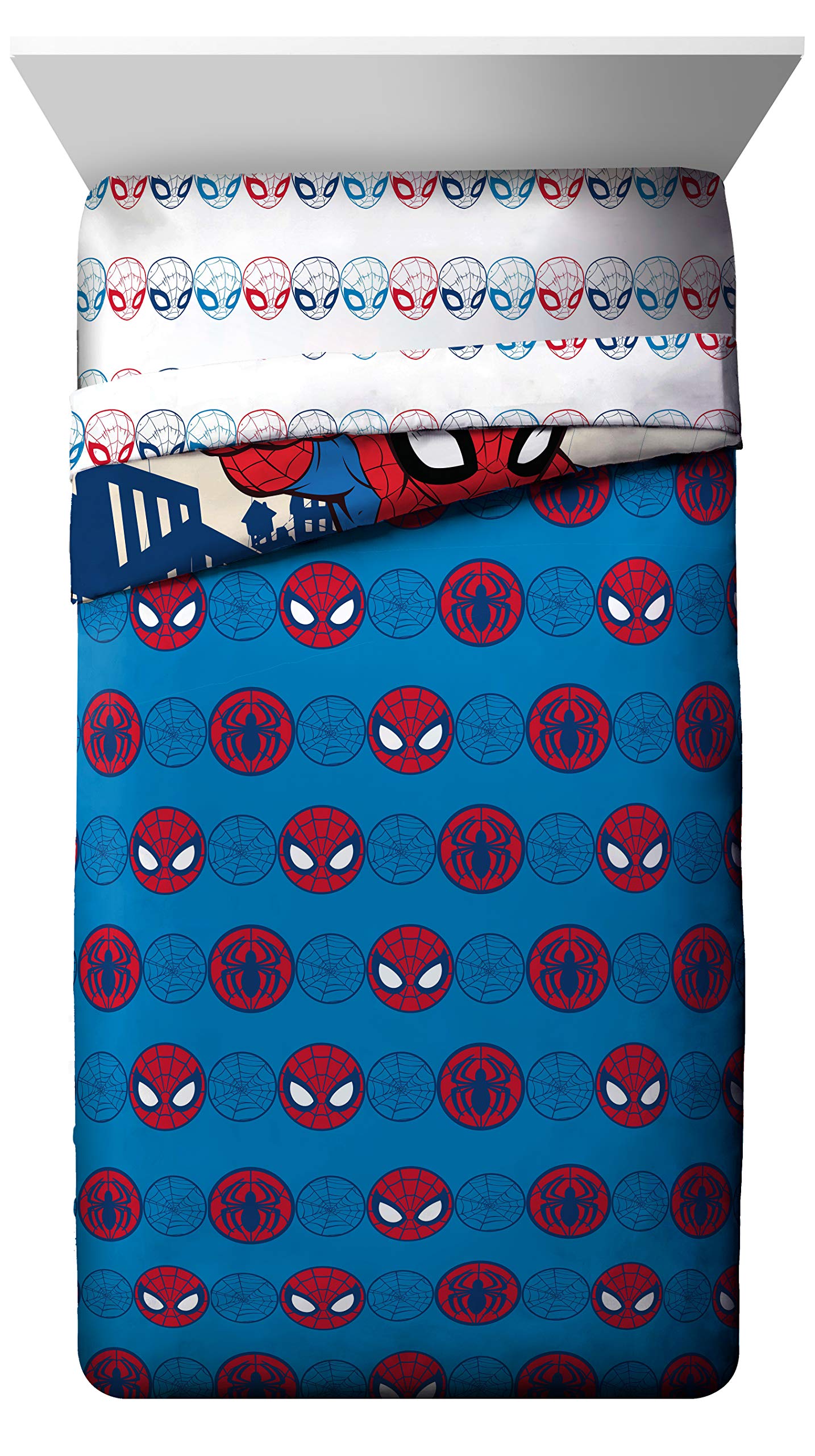 Jay Franco Marvel Super Hero Adventures Go Spidey 4 Piece Toddler Bed Set – Super Soft Microfiber Bed Set Includes Toddler Size Comforter & Sheet Set - Bedding Features Spiderman