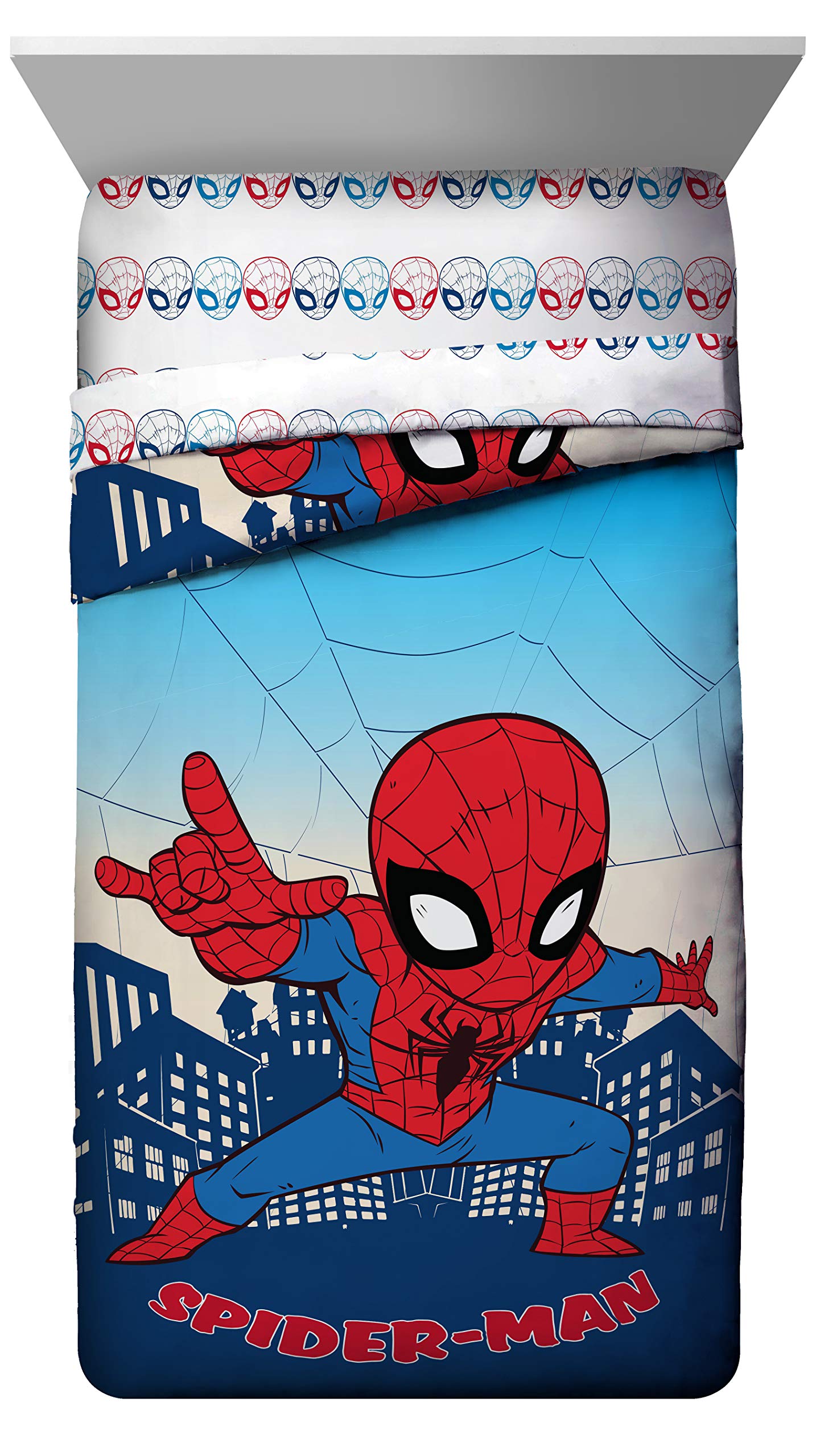 Jay Franco Marvel Super Hero Adventures Go Spidey 4 Piece Toddler Bed Set – Super Soft Microfiber Bed Set Includes Toddler Size Comforter & Sheet Set - Bedding Features Spiderman