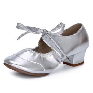 vcixxvce women's latin dance shoes ballroom dance practice performance shoes low heel,model 215,silver 6 b(m) us