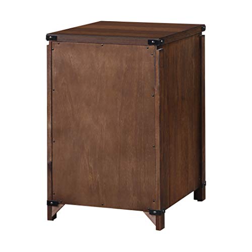 OSP Home Furnishings Baton Rouge 2 Drawer File Cabinet with Rustic Design and Metal Accents, Brushed Walnut