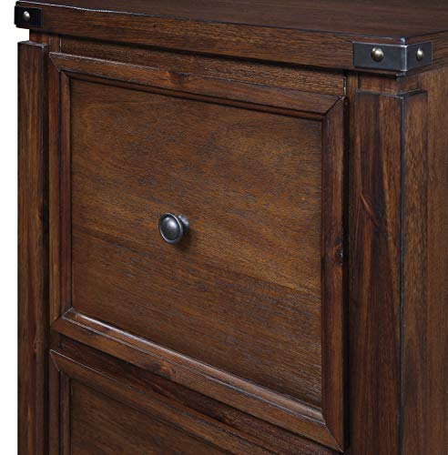 OSP Home Furnishings Baton Rouge 2 Drawer File Cabinet with Rustic Design and Metal Accents, Brushed Walnut