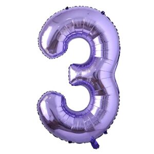 40inch Purple Helium Foil Number Balloons Large Figures Inflatable Balls Baby Shower Birthday Wedding Decoration Party Supplies (40 Inch Purple 3)