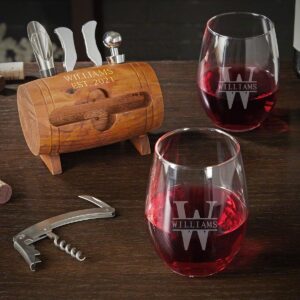 personalized wine opener set with wine glasses (custom product)