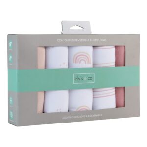 Ely's & Co. Baby Burp Cloths - 5pc Hourglass Shape with Extra Absorbent - Baby Bibs & Burp Cloths Baby Girl and Baby Boy, Newborn Essentials (Pink Rainbow Combo)