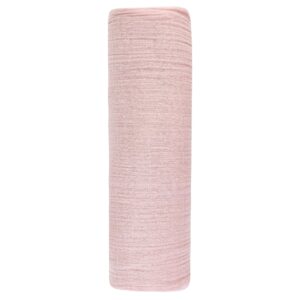 ely's & co. cotton muslin swaddle blanket 1-pack for baby girl — 100% cotton muslin extra-large swaddle blankets (47” x 47”) petal pink