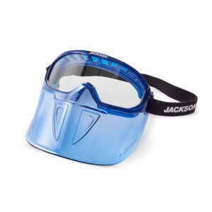 jackson safety gpl500 premium goggle with detachable face shield - anti-fog coating - clear lens – blue - 21000