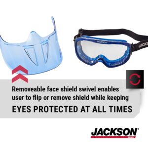 Jackson Safety GPL500 Premium Goggle with Detachable Face Shield - Anti-Fog Coating - Clear Lens – Blue - 21000