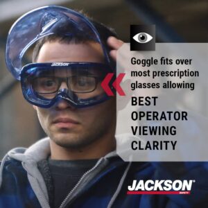 Jackson Safety GPL500 Premium Goggle with Detachable Face Shield - Anti-Fog Coating - Clear Lens – Blue - 21000