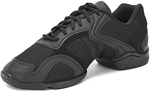 Skazz by Sansha Womens Dance Studio Exercise Sneakers Mesh Man-Made Rubber Split-Sole Majestic, Black , 3.5