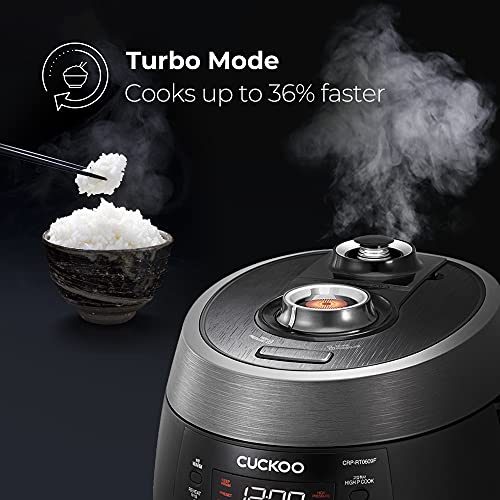 CUCKOO 6 Cup (Uncooked) 12 Cup (Cooked) Rice Cooker with Dual Pressure Modes, LED Display Panel, Durable Non-Stick Inner Pot with Optimal Heat Distribution & Dual Motion Gasket | (Black, CRP-RT0609FB)