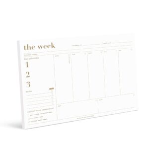 bliss collections essential weekly planner - 6x9 w/ 50 undated tear-off sheets, gold organizer notepad for productivity, tasks, personal habit, & more