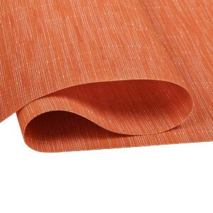 SHACOS Vinyl Placemats Set of 6 Durable Wipe Clean Place Mats Stain Resistant Heat Resistant Indoor Outdoor PVC Weave Table Mats (6, Orange)