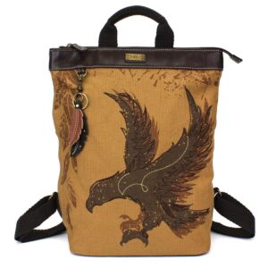 chala safari backpack faux leather/canvas - eagle -brown