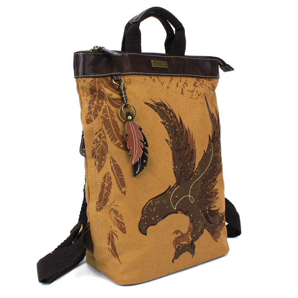 CHALA Safari Backpack Faux Leather/Canvas - Eagle -Brown