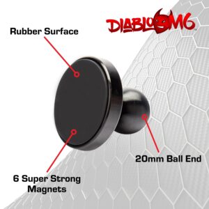 Bulletpoint Mounting Solutions DiabloM6 Magnetic Cell Phone Mount Compatible with iPhone and Android Smartphones - 20mm Attachment Ball - Metal Plate attaches to Device