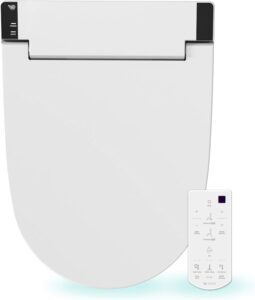 vovo vb-6000se electric smart bidet toilet seat with dryer, heated toilet seat, warm water, full stainless-steel nozzle - white, elongated