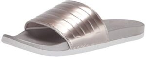 adidas women's adilette comfort slides sandal, champagne metallic/champagne metallic/crystal white, 11