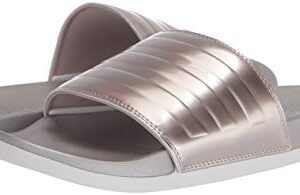 adidas Women's Adilette Comfort Slides Sandal, Champagne Metallic/Champagne Metallic/Crystal White, 11