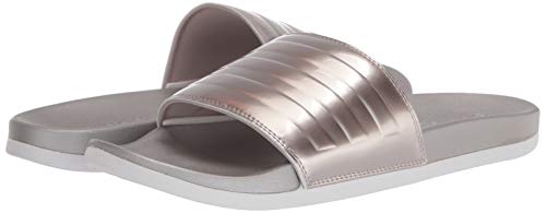 adidas Women's Adilette Comfort Slides Sandal, Champagne Metallic/Champagne Metallic/Crystal White, 11