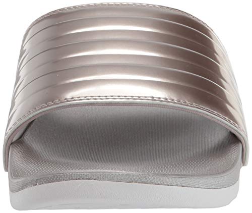 adidas Women's Adilette Comfort Slides Sandal, Champagne Metallic/Champagne Metallic/Crystal White, 11