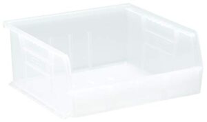 quantum storage systems k-qus235cl-4 4-pack ultra-stack and hang bins, 10-7/8 inch x 11 inch x 5 inch, clear