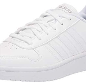 adidas womens Hoops 2.0 Sneaker, White/White/Grey, 11 US