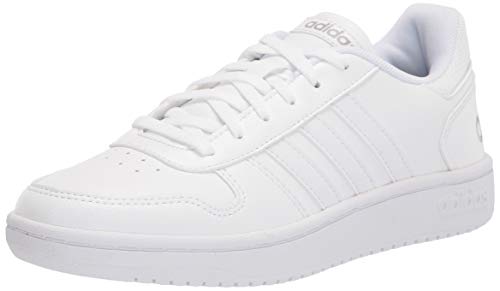 adidas womens Hoops 2.0 Sneaker, White/White/Grey, 11 US