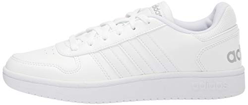 adidas womens Hoops 2.0 Sneaker, White/White/Grey, 11 US