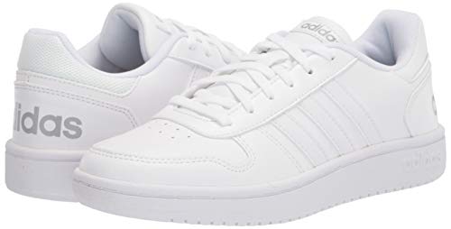 adidas womens Hoops 2.0 Sneaker, White/White/Grey, 11 US