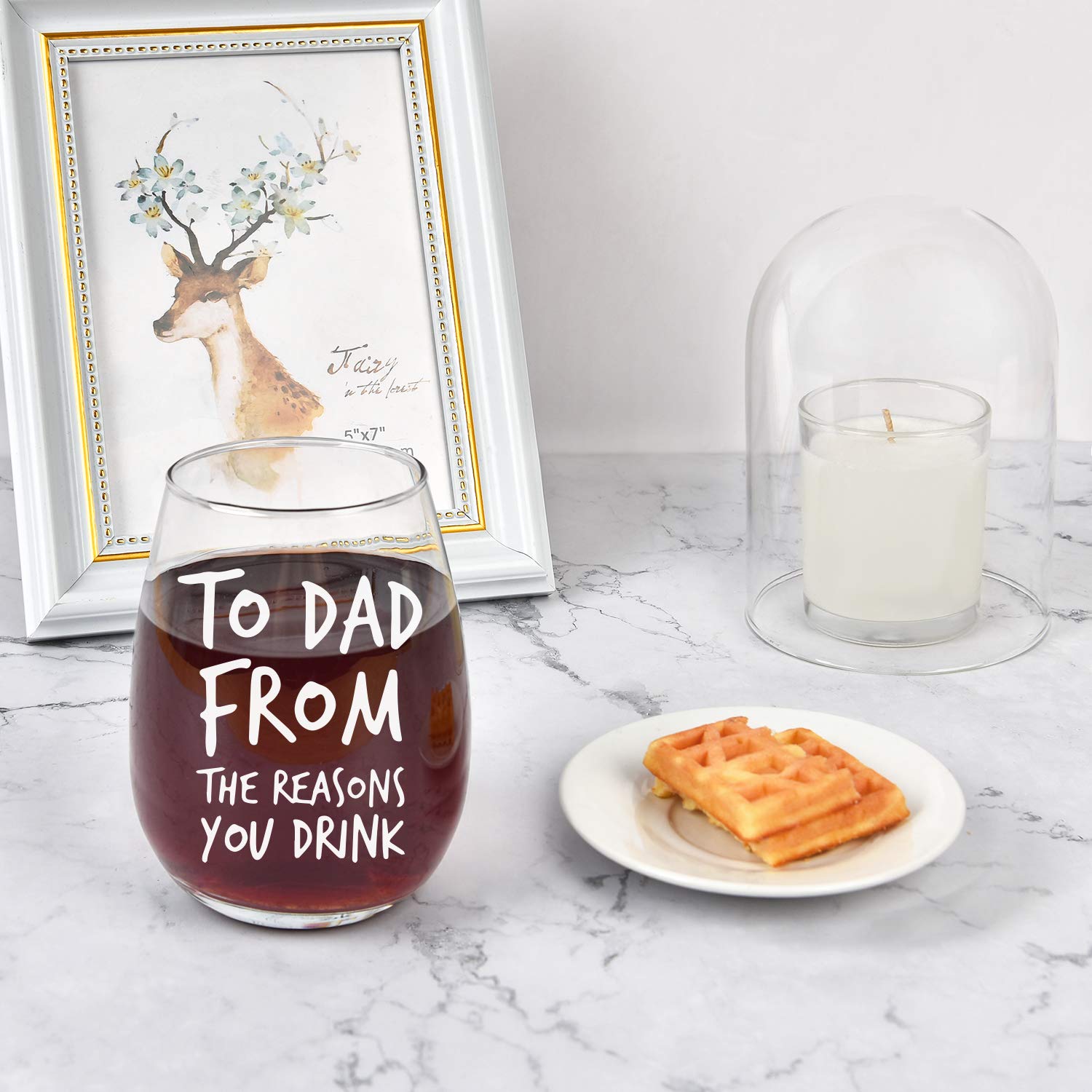 Funny Dad Wine Glass, To Dad From the Reasons You Drink Stemless Wine Glass 15Oz for Men, Dad, New Dad from Daughter Son