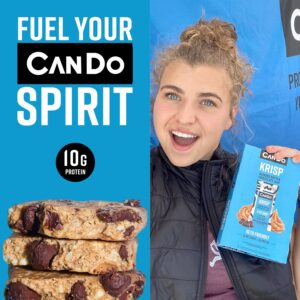 CanDo Krisp - Keto Snack & Keto Bar (12 Pack, Almond Butter Chocolate Chip) - Low-Carb Snack, Low-Sugar High Protein Bar - Gluten-Free Crispy, Perfectly Delicious Healthy Meal Replacement - Keto Krisp