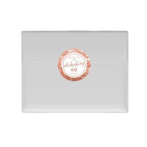 Andaz Press Glitzy Faux Rose Gold Glitter Round Sticker Labels, Thank You for Celebrating 60 with Us, 60th Birthday or Anniversary, 40-Pack