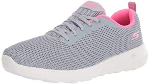 skechers womens walking sneaker, gray/pink, 7 us
