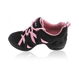 Skazz by Sansha Womens Dance Studio Exercise Sneakers Mesh H122M,Black/Pink,7.5