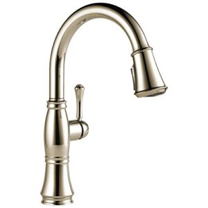 delta faucet cassidy pull down kitchen faucet, kitchen faucets with pull down sprayer, kitchen sink faucet, faucet for kitchen sink, magnetic docking, lumicoat polished nickel 9197-pn-pr-dst